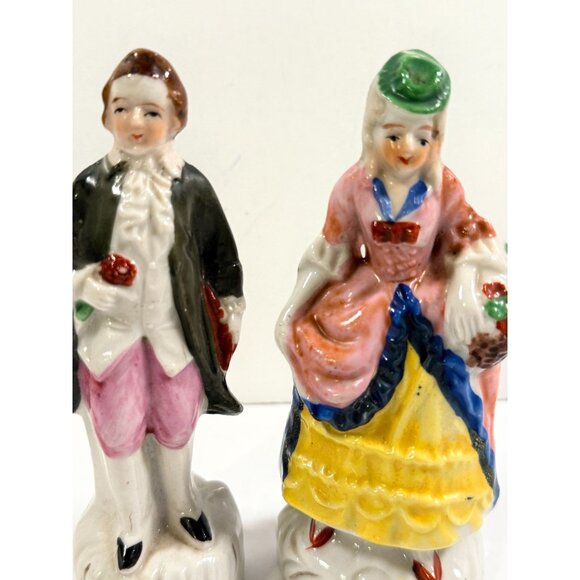 Vintage Porcelain Victorian Man & Woman Colonial Made in Japan Set of 2 - Picture 3 of 7